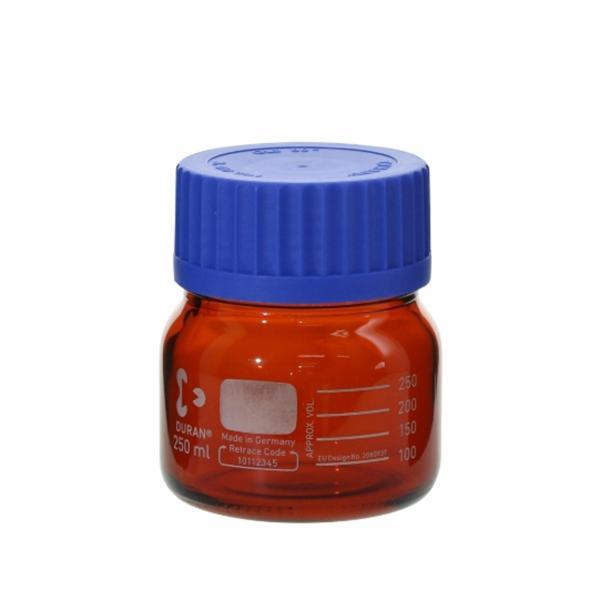 日本SIBATA柴田科學耐熱螺口瓶廣口棕色帶藍色瓶蓋 017250-11000 安