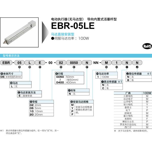 CKD喜開理電動執行器（無馬達型）滑塊型EBR-05LE-00-050250NNN-M1NN