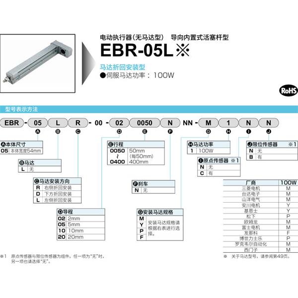 CKD喜開理電動執行器（無馬達型）滑塊型EBR-05LD-00-200400NNN-F1CB
