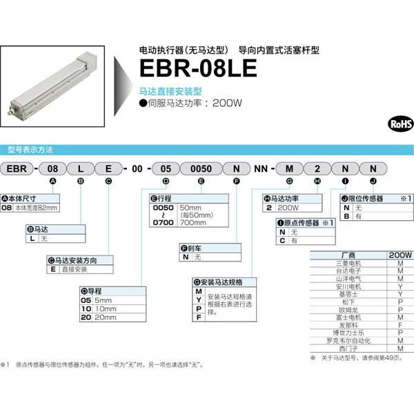 CKD喜開理電動執行器（無馬達型）滑塊型EBR-08LE-00-200650NNN-F2CB