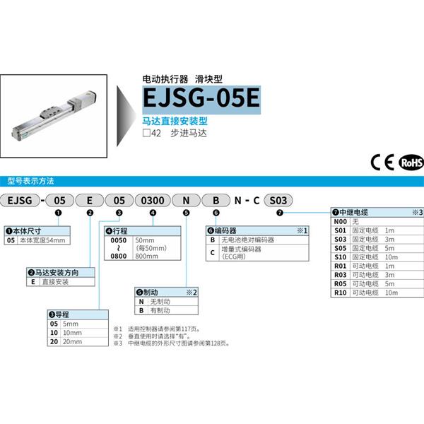 CKD喜開理電動執行器（無馬達型）滑塊型EJSG-05E200800BCN-CS05