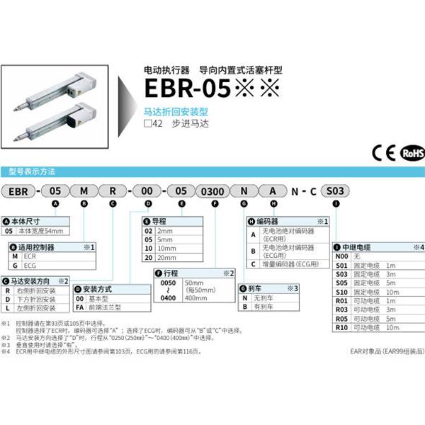 CKD喜開理電動執行器導向內置式活塞桿型EBR-05GR-FA-100400BCB