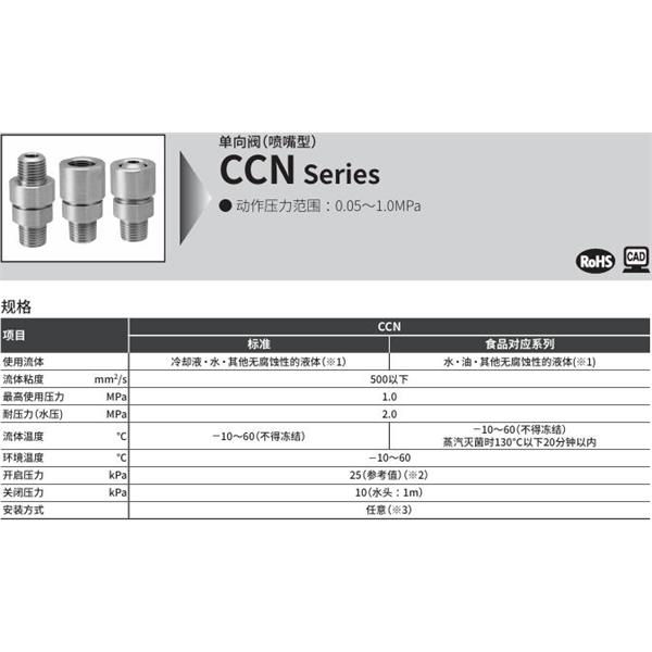 CKD喜開理單向閥（噴嘴型）CCN-10H-F