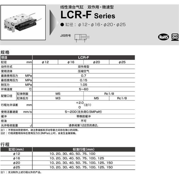 CKD喜開理線性滑臺氣缸LCR-F-20-10-S506DTN